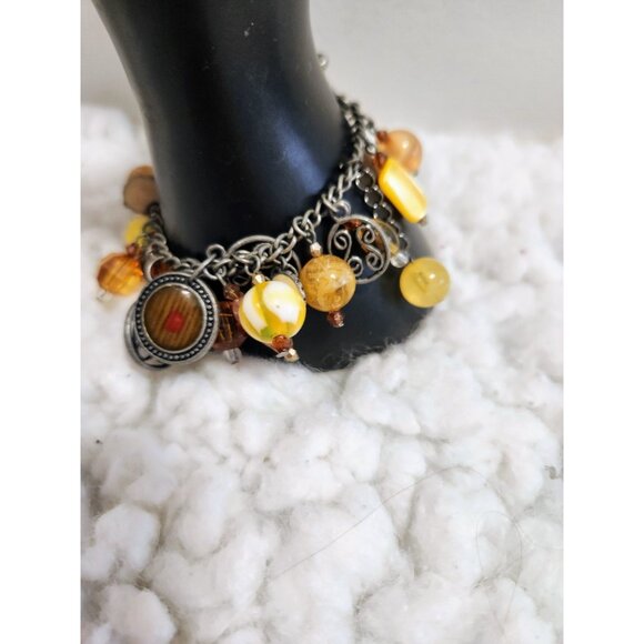 Metal Charm. Bracelet 7 inches Earth Tones - Picture 4 of 15